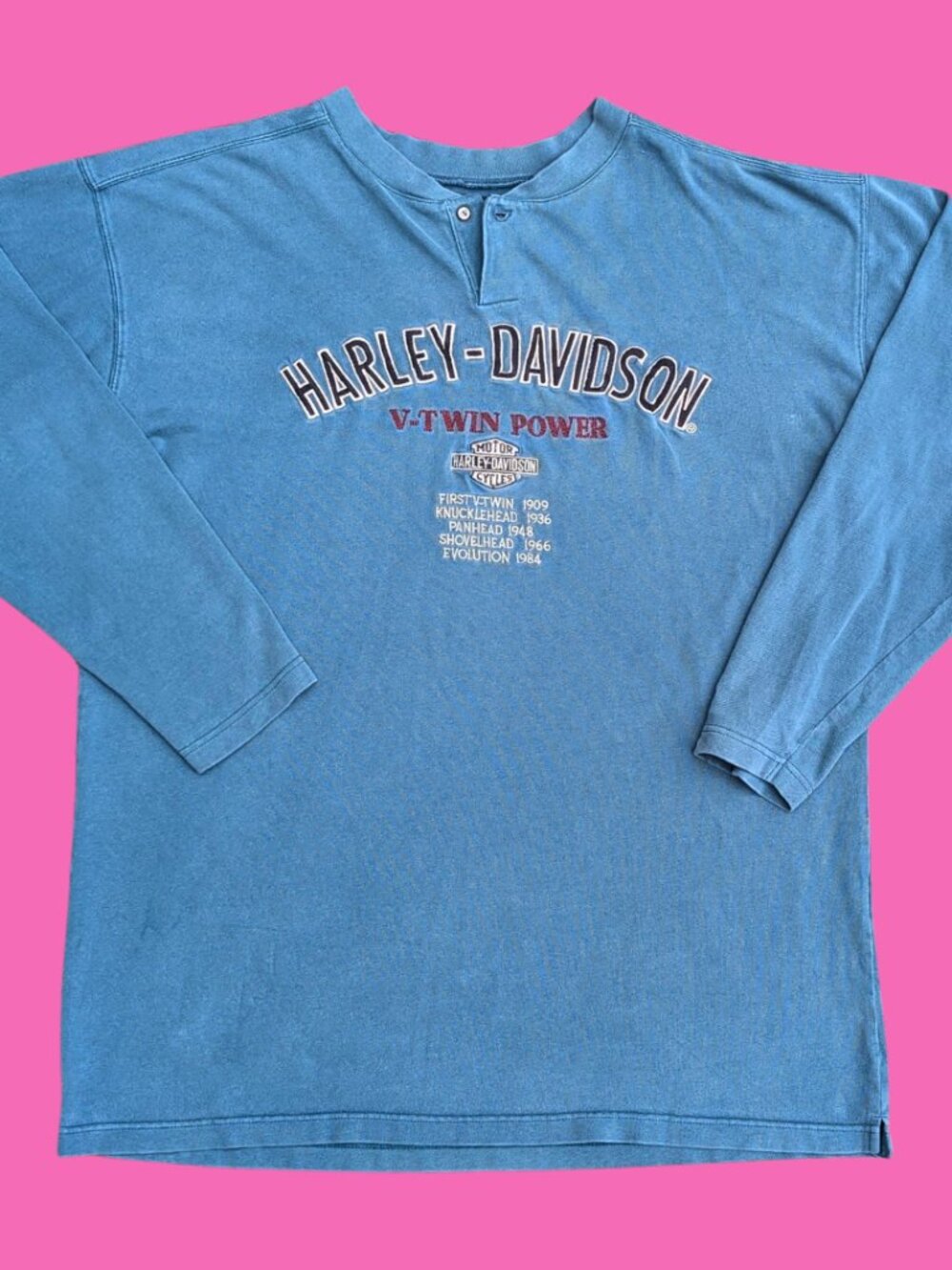 Harley Davidson Blue Long Sleeve Shirt Size 2XL